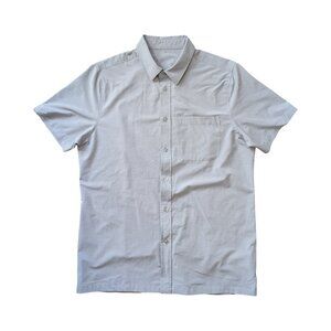 Vuori Men's Bridge SS Button Shirt sz M Vapor Dot (Gray) Stretch Polyester UPF